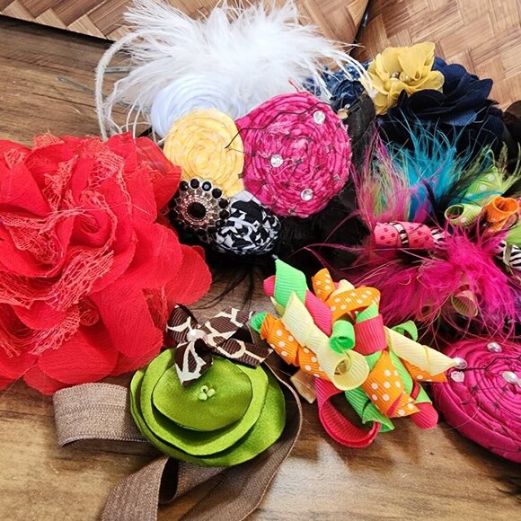 Lot of 14 Boutique Handmade Headbands Clips Barrettes Necklace Dress Up Props - Picture 2 of 16